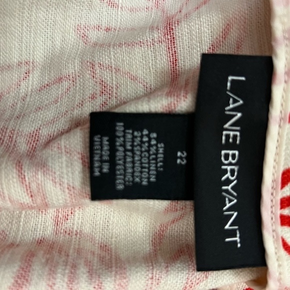 Lane Bryant Dark Orange Cream White Tropical Print Skirt olorblock Hem Plus 22 - Picture 10 of 13